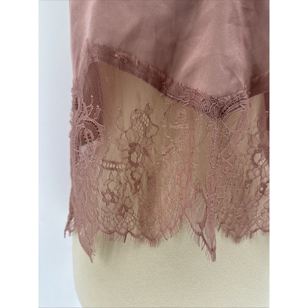 WAYF Satin Sleeveless Blouse Lace Trim - Picture 7 of 11